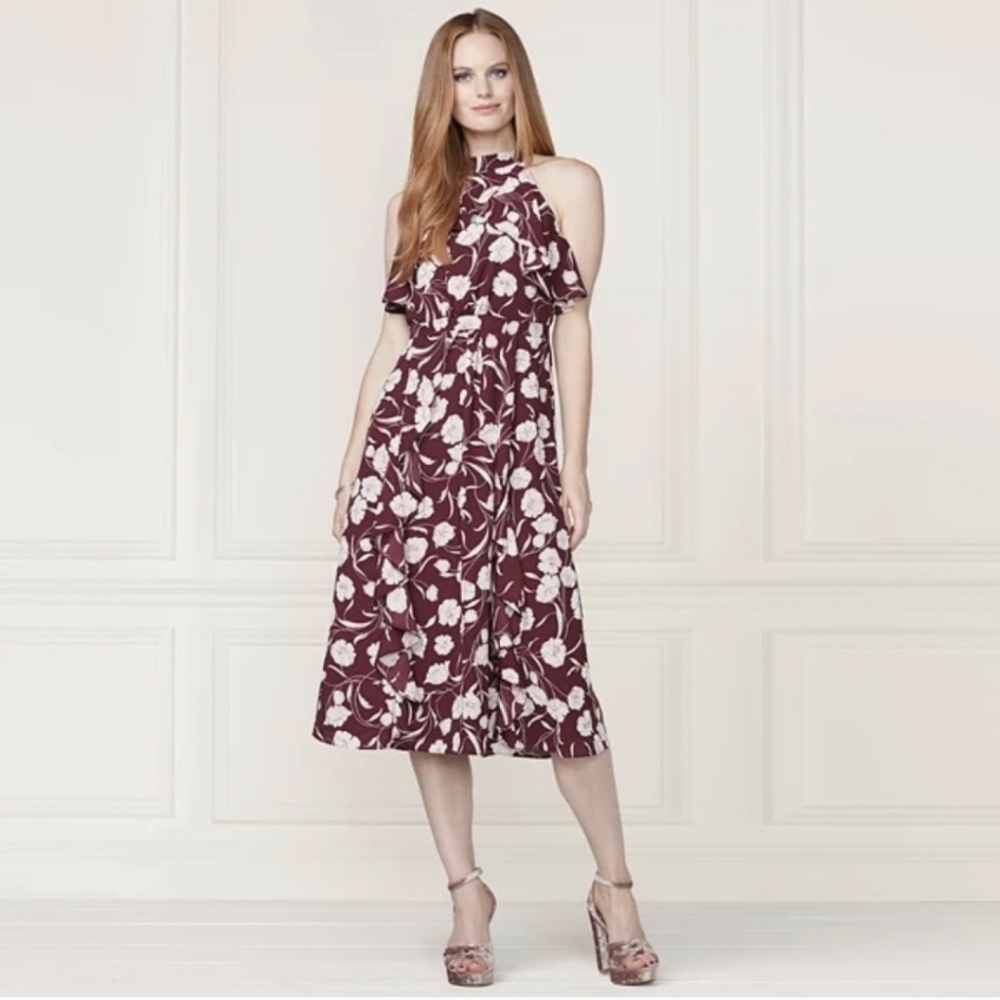Lauren Conrad Winter Formal Floral Midi Dress Size 6